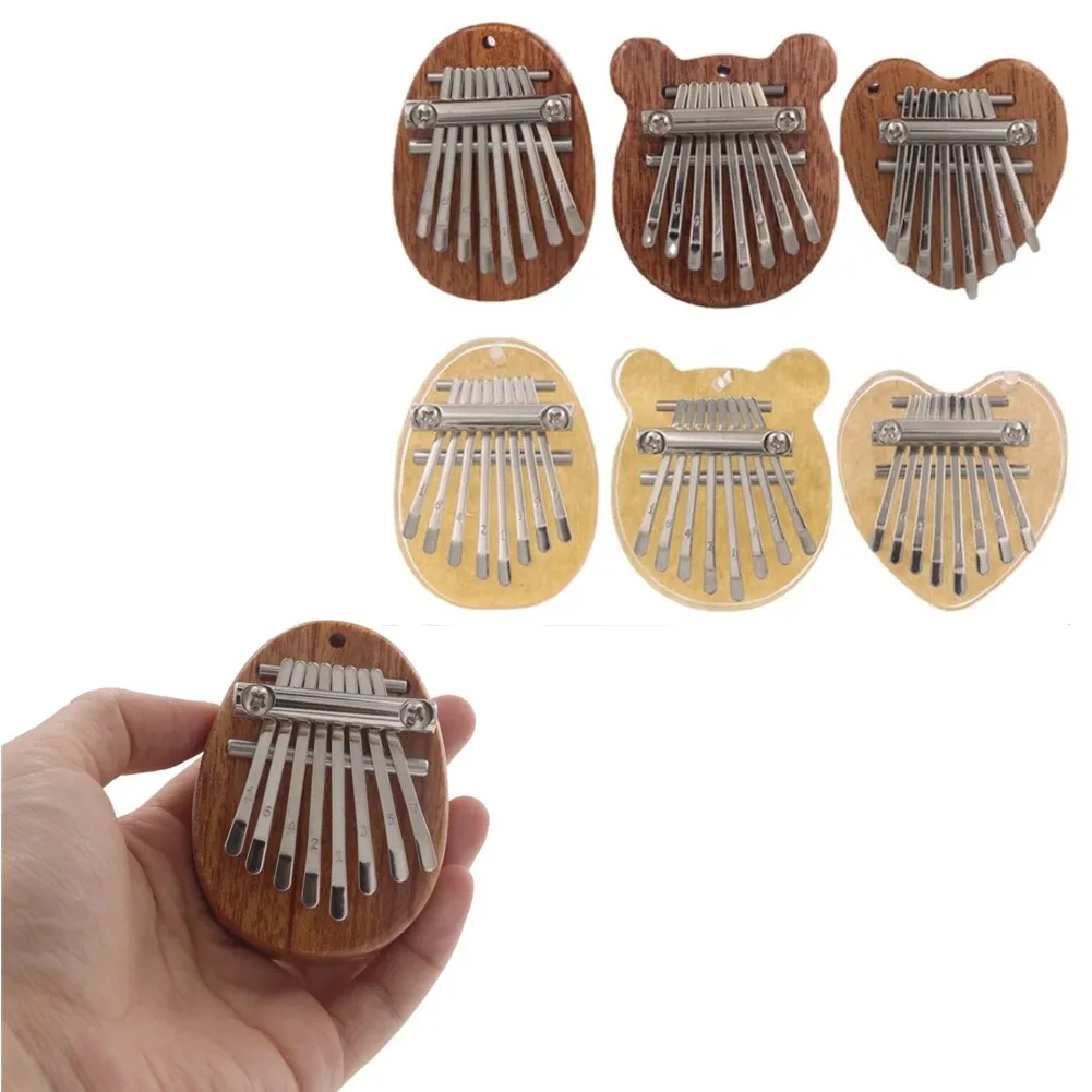 

Деревянная прозрачная мини-клавиатура для пальцев Kalimba, 8 клавиш, клавиатура для пальцев, легкая деревянная/акриловая Kalimba со шнурком