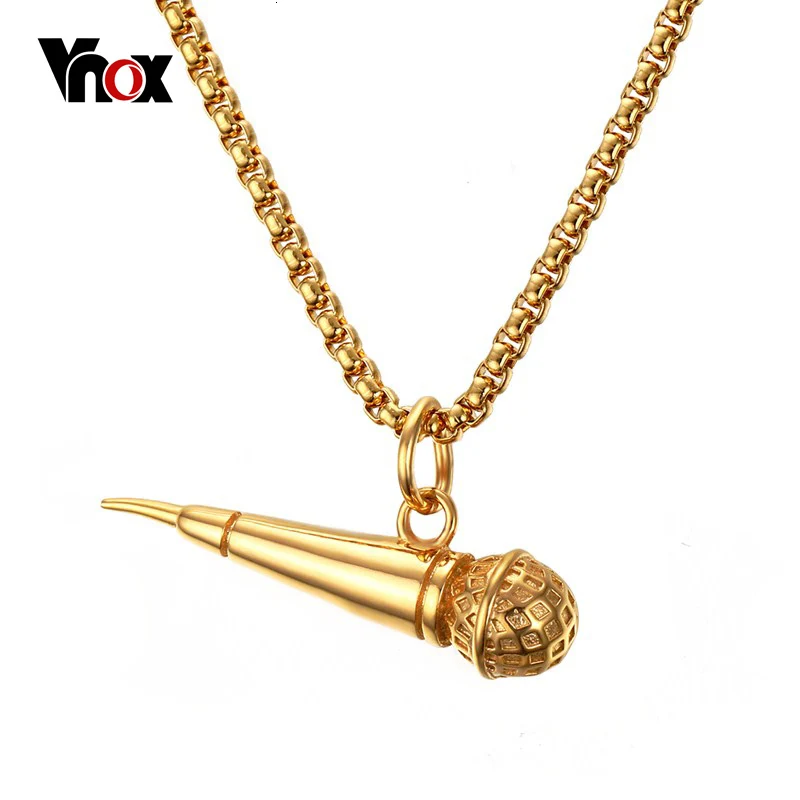 Vnox рок микрофон Цепочки и ожерелья кулон Для мужчин/Для женщин Нержавеющая сталь