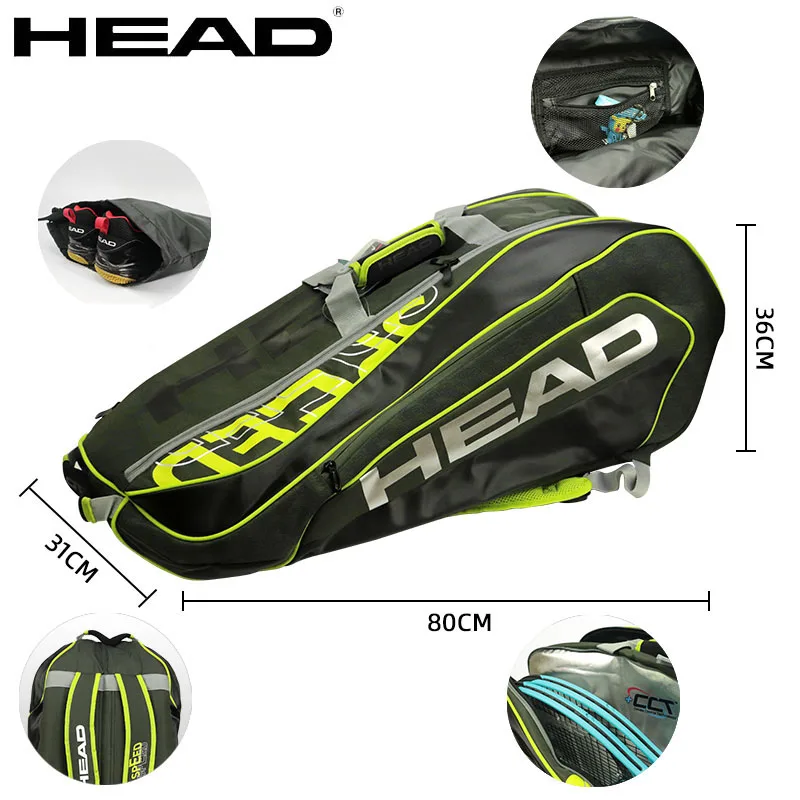 Large Capacity 6-9 Pack HEAD Tennis Backpack Zverev Limited Edition Tenis Bag L5 Speed Backpack Shoes Warehouse Tenis Sports Bag