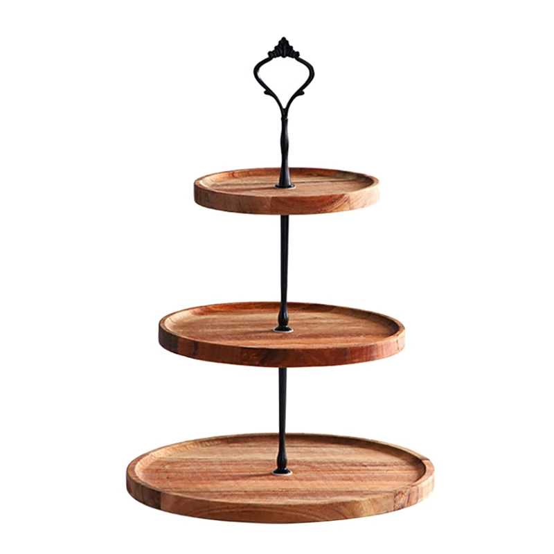 

1Pcs Three Tier Dessert Trays Multifunctional Wooden Fruit Dishes and Living Room Candy Trays and Home Decoration