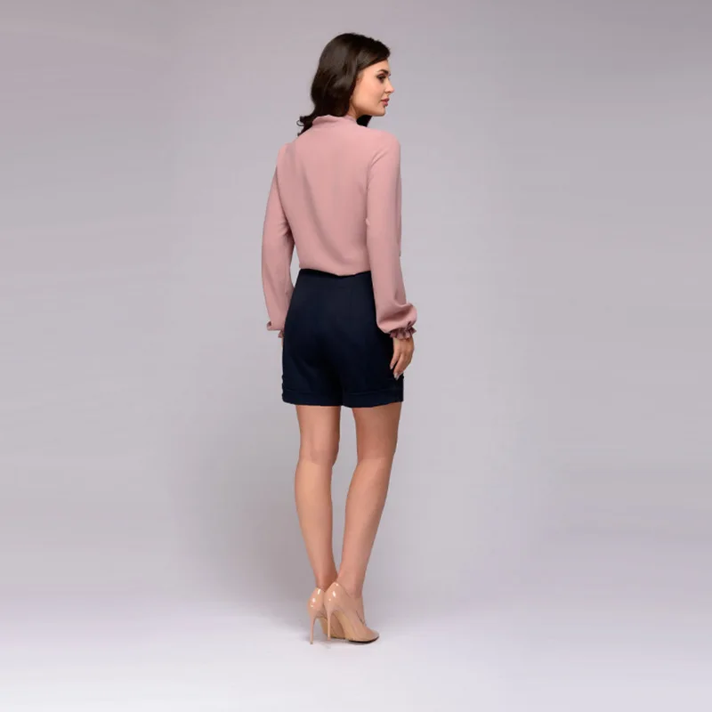 Женская шифоновая блузка AECU элегантная длинная Повседневная Блузка с бантом