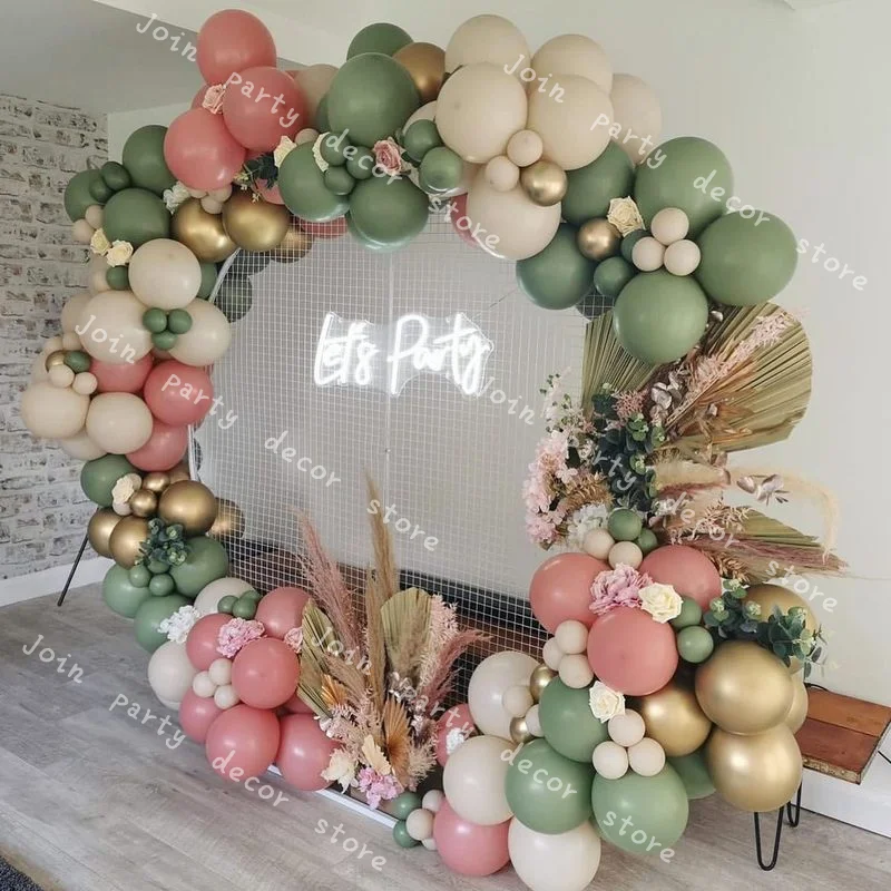 

Baby Shower 130pcs DIY Avocado Green Balloons Garland Arch KIT Dusty Pink Latex Globos Wedding Birthday Outdoor Party Decoration