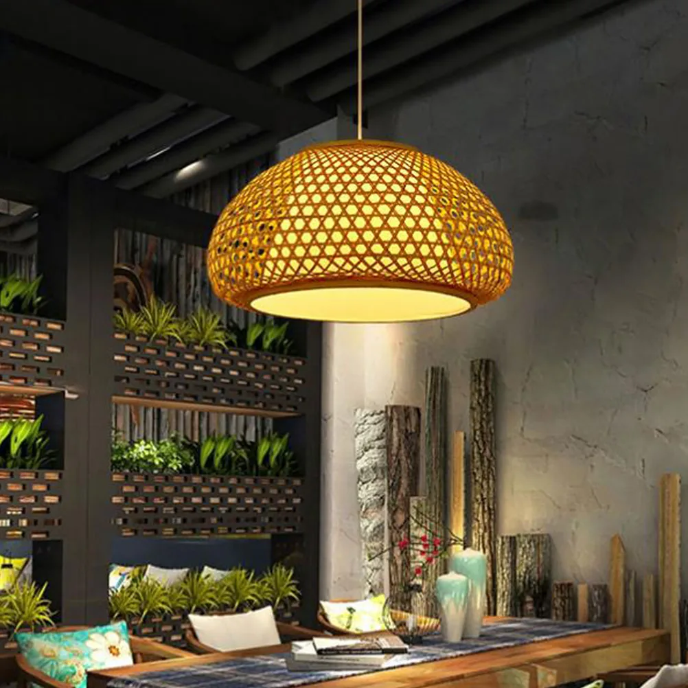 

Bamboo Light Lamp Ceiling Lights Hanging Weaving Fixture Droplight Rattan Pendant