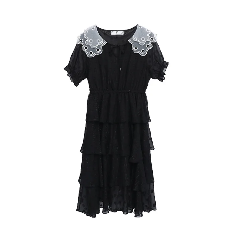 Летнее модное женское шифоновое платье большого размера с кукольным воротником