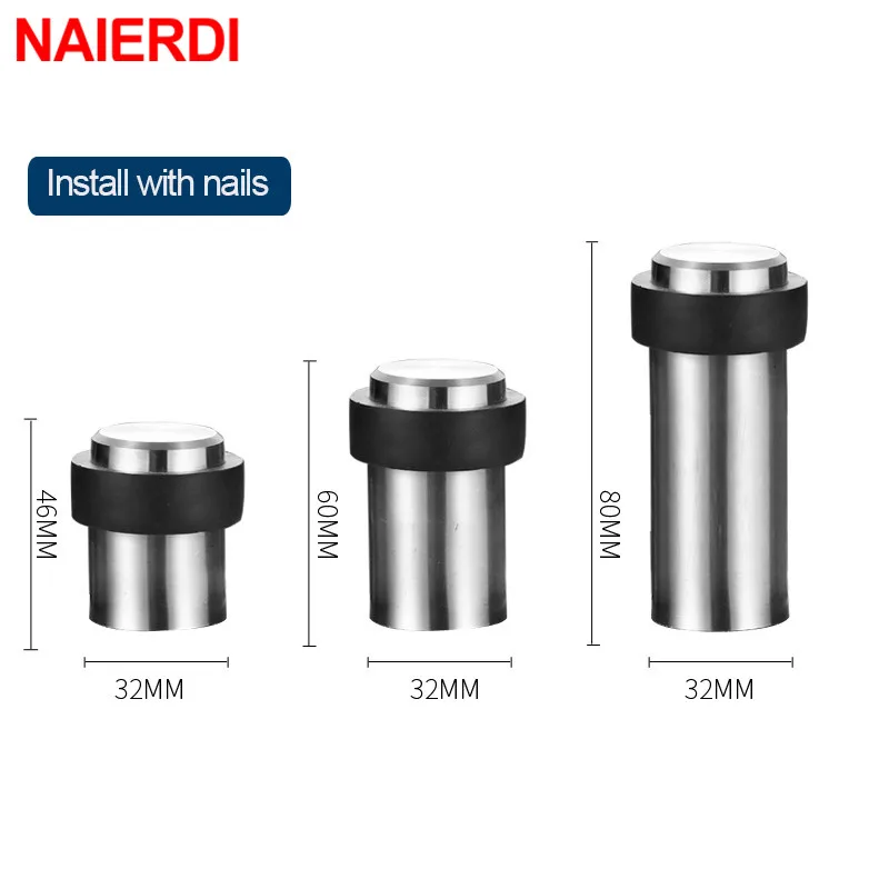 NAIERDI из нержавеющей стали дверные стопоры Резиновая Защитная Прокладка для двери