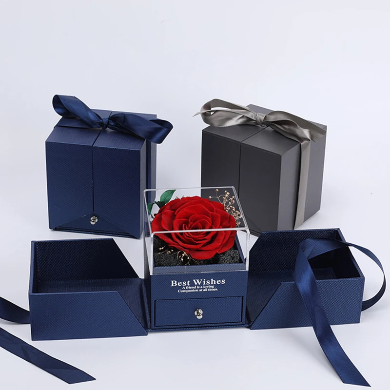 

Forever Rose Jewelry Gift Box with Little Drawer Handmade Jewelry Box Gift for Women Drop Shipping