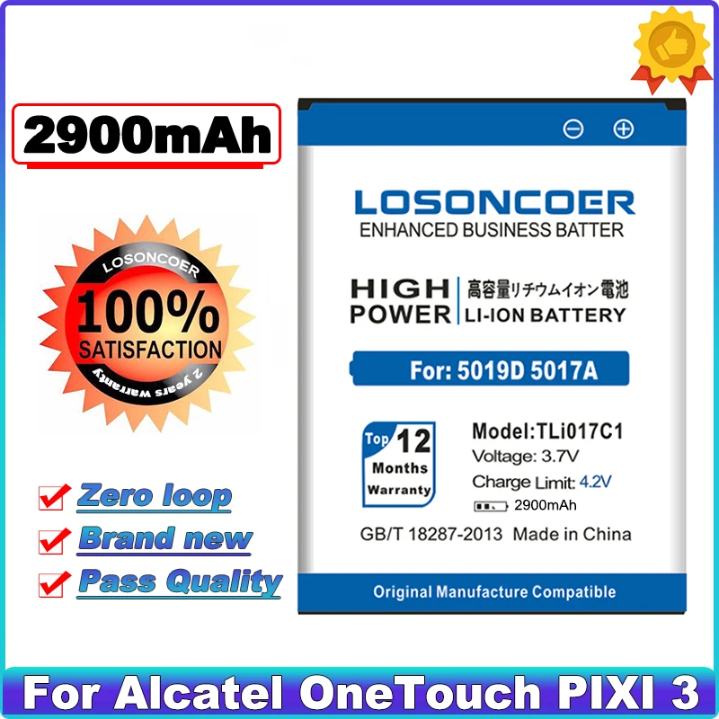 Аккумулятор LOSONCOER TLi017C1 2900 мАч для Alcatel OneTouch PIXI 3 4 5 дюйма 5019D 5017D 5017A 5017X 5017 5027B |