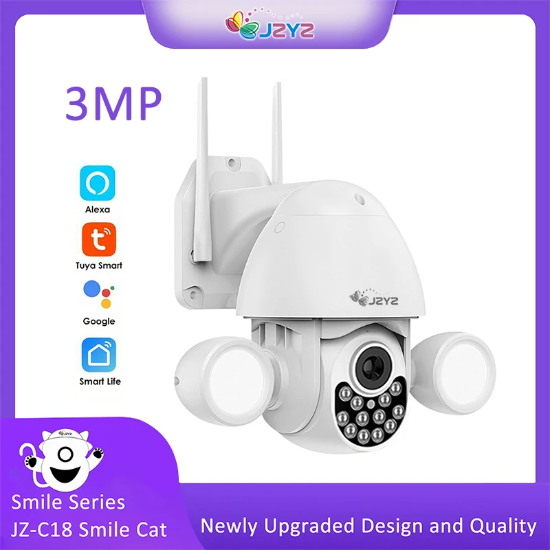 JZYZ 3MP TUYA Защита системы видеонаблюдения умный дом видеокамера 360 ° беспроводная