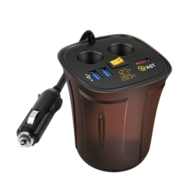 Автомобильный держатель для чашки прикуривателя вольтметр 12 В USB разъем зарядное