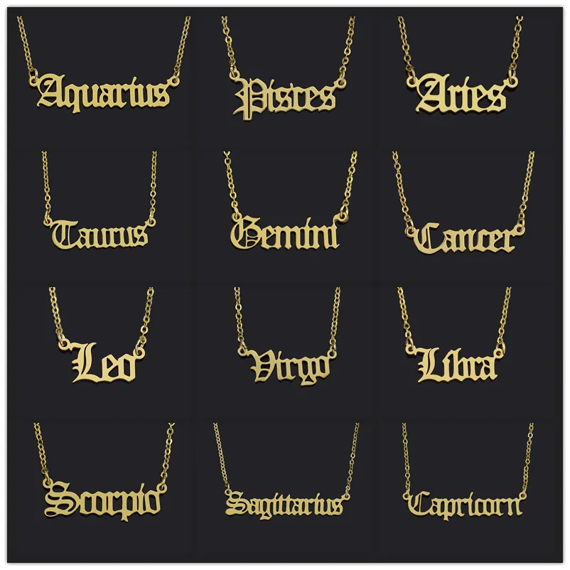 Мода 12 созвездий ожерелье с буквами Близнецы весы Стрелец рыбы Знаки зодиака
