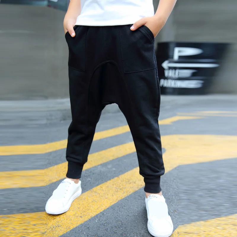 Брюки для мальчиков детские шаровары осенне-зимняя одежда маленьких черные