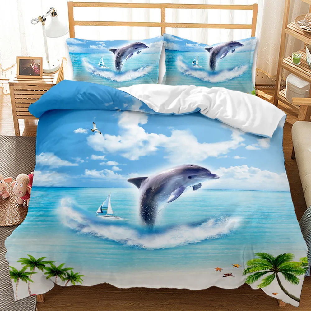 

Cute Ocean Animal Printe Quilt Cover 200X200 For Kids Bedding Duvet Bed Sets Single Double Queen King Duvet Cover