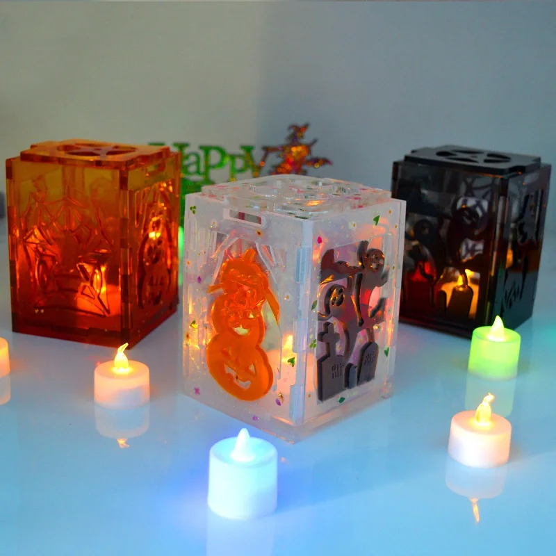 

Halloween Lantern Mold DIY Epoxy Resin Mold Funny Pumpkin Lantern Witch Listing Set Silicone Mold