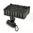 Однотонные черные мешки для уборки собак с дозатором, мешки для отходов щенков, дорожные мешки для уличных прогулок и уборки для собак, оптовая продажа, товары для домашних животных