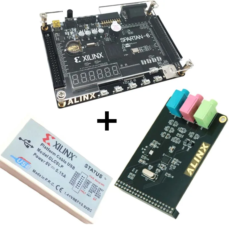 Xilinx Spartan 6 FPGA Kit XC6SLX9 Development Board + Platform USB Download Cable+ WM8731 Audio Module XL016