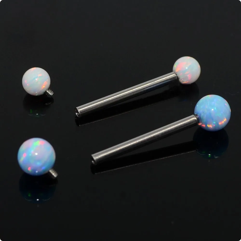 

4pcs Tongue Rings Opal Nipple Bar Titanium Steel Ear Tragus Helix Piercings Girls Women Body Jewelry Long Industrial Barbell