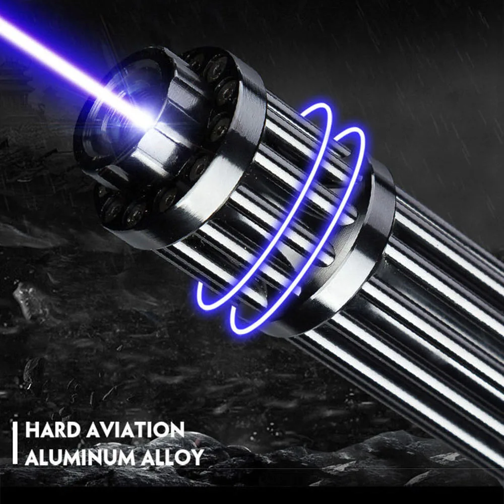 

High Power Blue Laser Flashlight 450nm Powerful Hunting Laser Flashlight with Adjustable Focal Length and Burning Match/candle