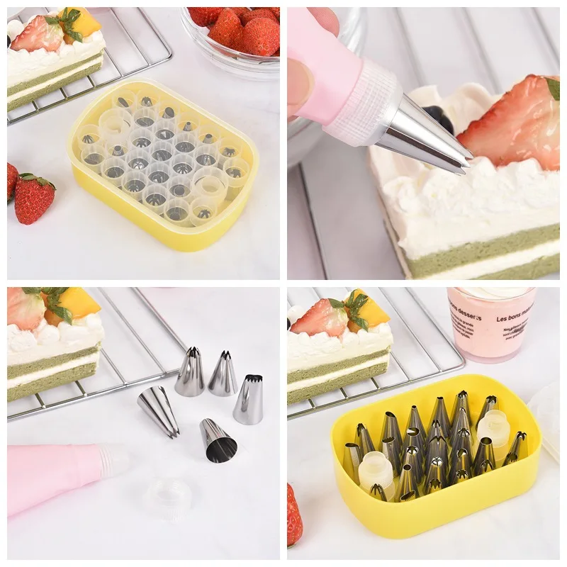 Силиконовые насадки для кондитерского мешка 25 шт./компл. + 2 многоразовых муфты и