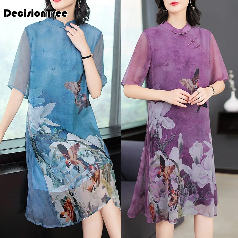 Китайское платье cheongsam qipao с цветочным принтом винтажное традиционное китайское платье длинное полукружевное платье с рукавом qipao костюм