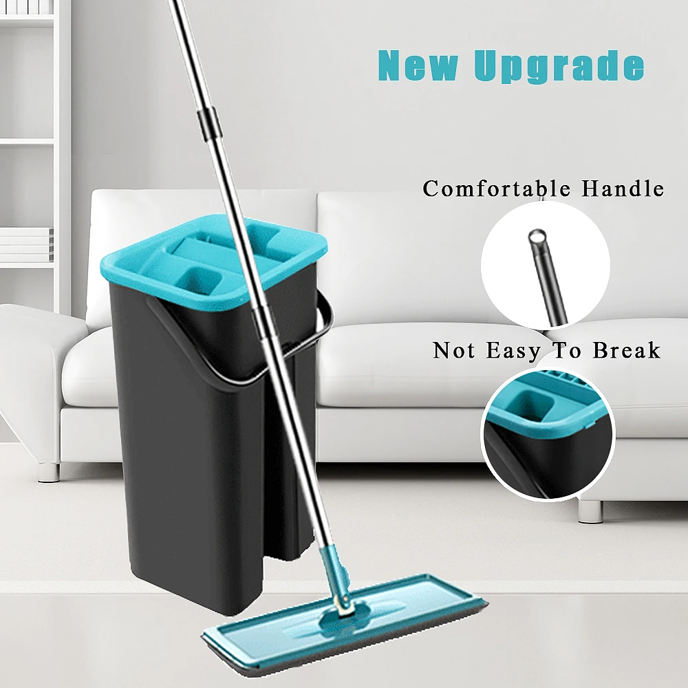 Плоская швабра с отжимом и ведром вращающаяся на 360 градусов Швабра из микрофибры
