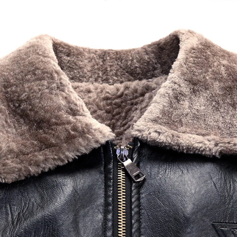 

Winter Pu Leather Jacket Men Business Casual Thicken Warm Long Sleeve Outerwear Black Brown Zipper Biker Jacket Male Plus Size