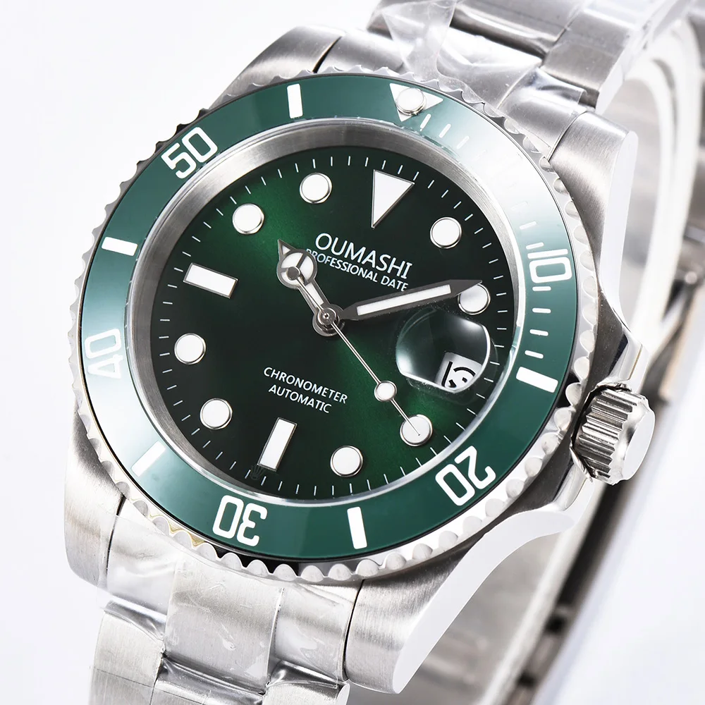 OUMASHI Для мужчин автоматические механические часы зеленый SUB 40 мм