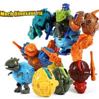 6 dinosaurs robot mecha action anime figure toys for boys birthday gift transformed jurassic park dino egg kids montessori toys