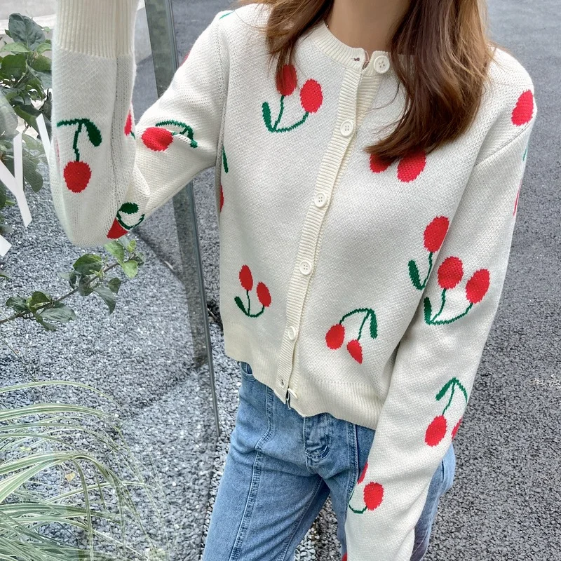

Kimotimo Lazy Cardigan Women 2021 Autumn Color Contrast Crop Sweater Coats Korean Fashion Sweet Long Sleeve All-match Cardigans
