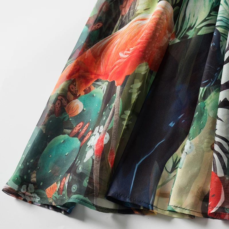 

Gedivoen Spring Fashion Runway Long Dress Women Spaghetti Strap Elastic Waist Jungle Print Plus Size Party Floor Length Dress