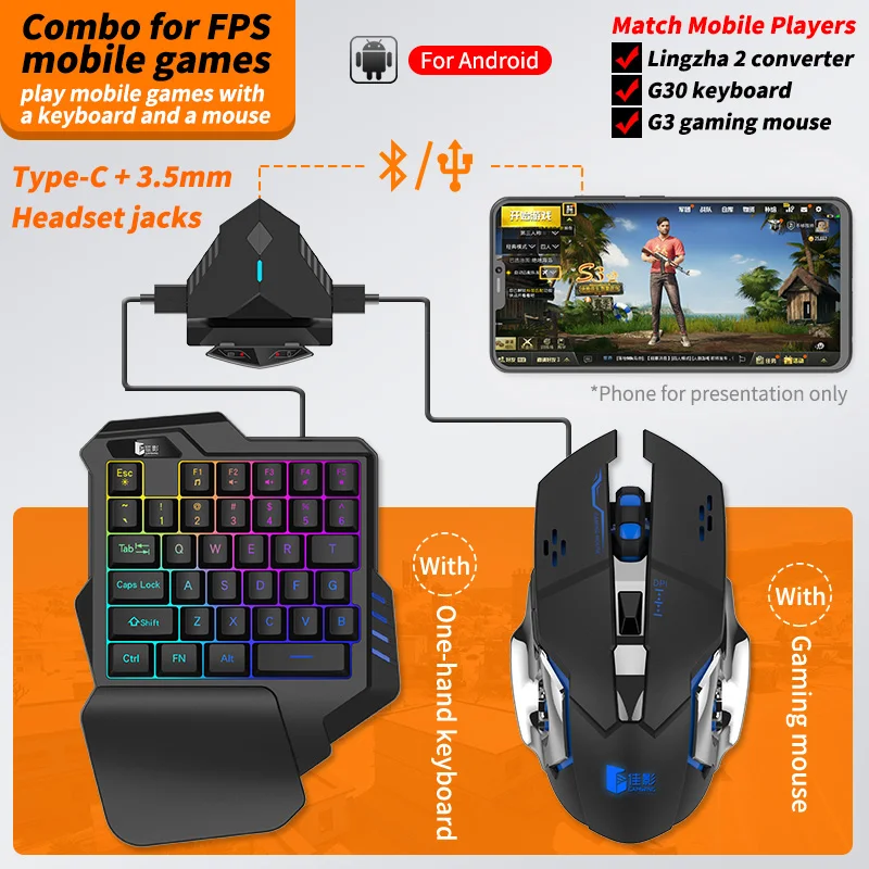 Lingzha2 Gamepad Mobile Bluetooth Android PUBG Controller Game Keyboard Mouse Converter rezar2 adapter | Электроника
