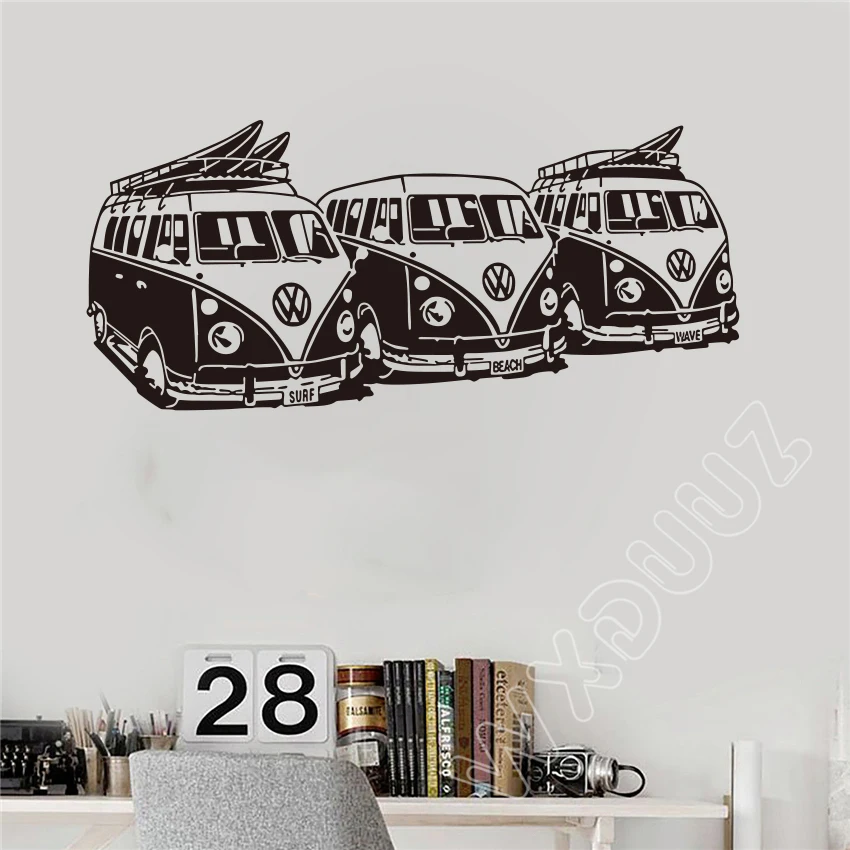 Volkswagen Cartoon Bus домашний декор Настенная Наклейка в детскую для детской комнаты гостиная мультфильм автомобиль виниловые наклейки на стену S193