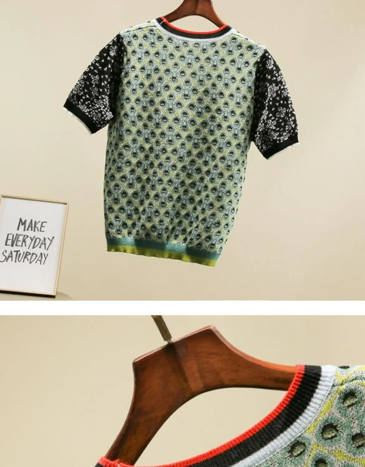 Новый топ с коротким рукавом круглым вырезом и вышивкой животных трикотажная