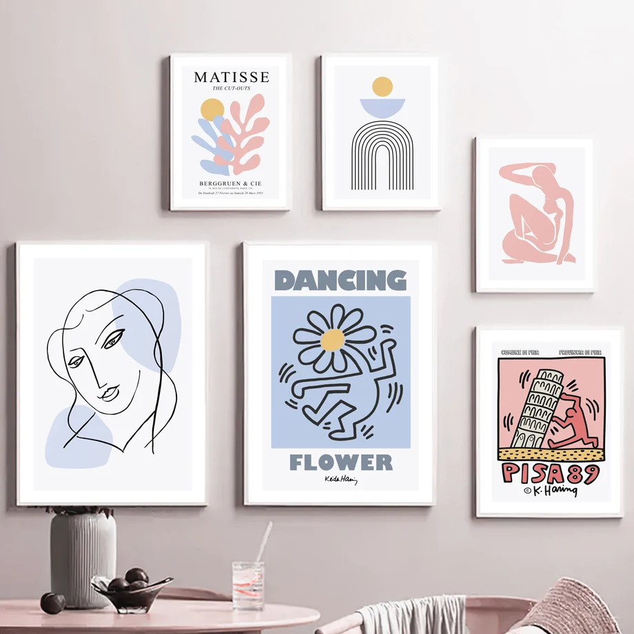 

Abstract MATISSE Face Arched Coral Keith Pisa Flowers Art Canvas Painting Nordic Posters And Prints Wall Pictures Bedroom Decor