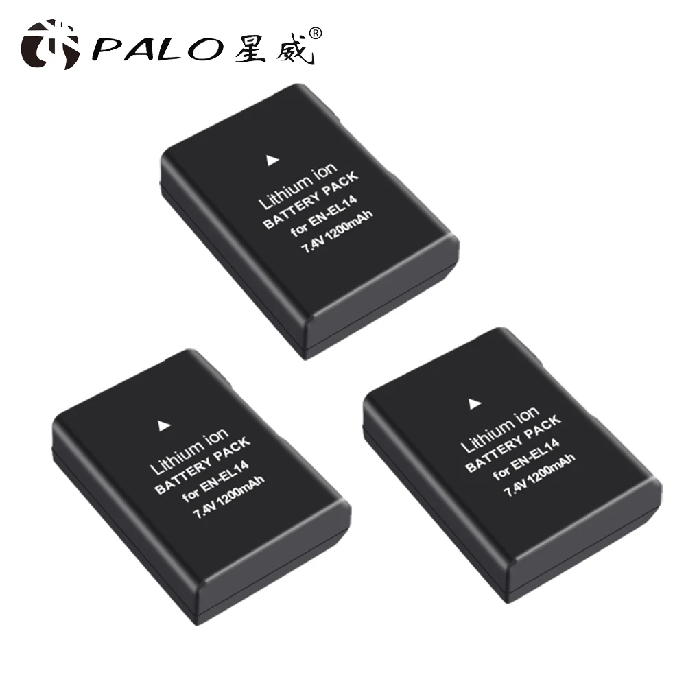 3 pcs battery PALO 2 шт. EN-EL14 EN-EL14a ENEL14 RU EL14 EL14a Батарея+ ЖК-дисплей USB Dual Зарядное устройство для Nikon D3100 D3200 D3300 D5100 D5200 D5300 P7000 - Цвет: 3 pcs battery