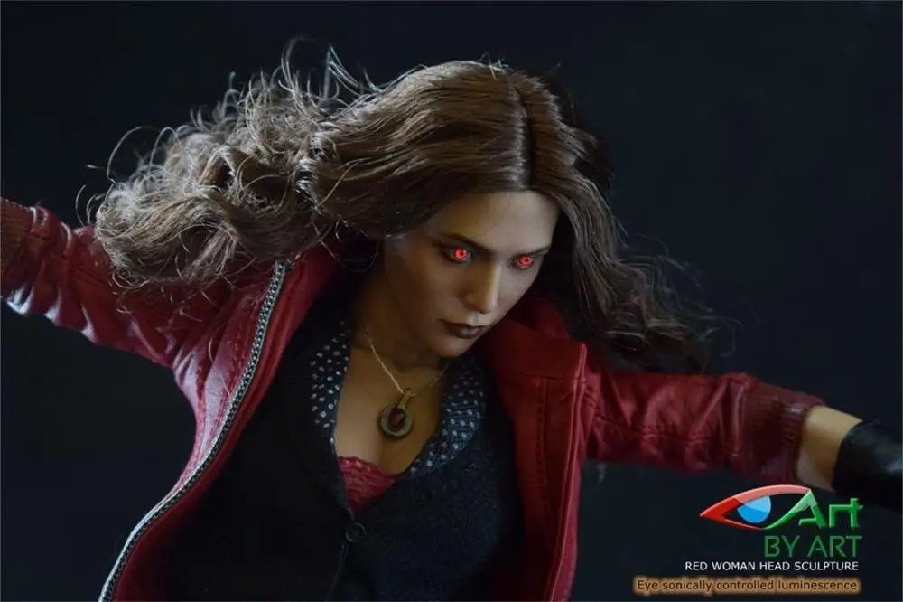 BY ART T5 1/6th Scale Red Woman Head Sculpt Witch (со светодиодный ными глазами) для экшн