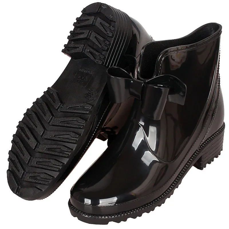 Женские модные резиновые сапоги женские короткие ботильоны из ПВХ на платформе