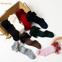 spring autumn new children girls bow knot in tube solid color cotton stockings toddler kids baby princess socks 1 8y