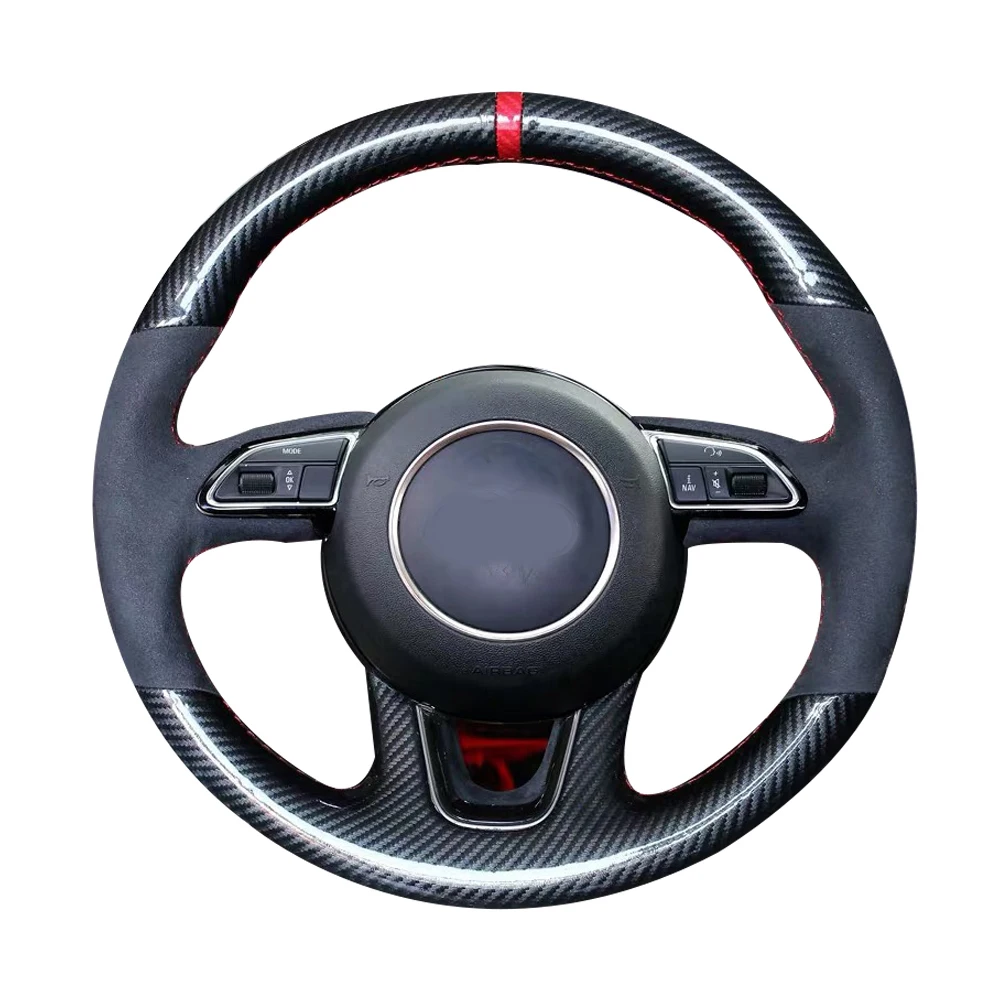 5D углеродное волокно и замша кожа руль ручная швейная накидка крышка подходит