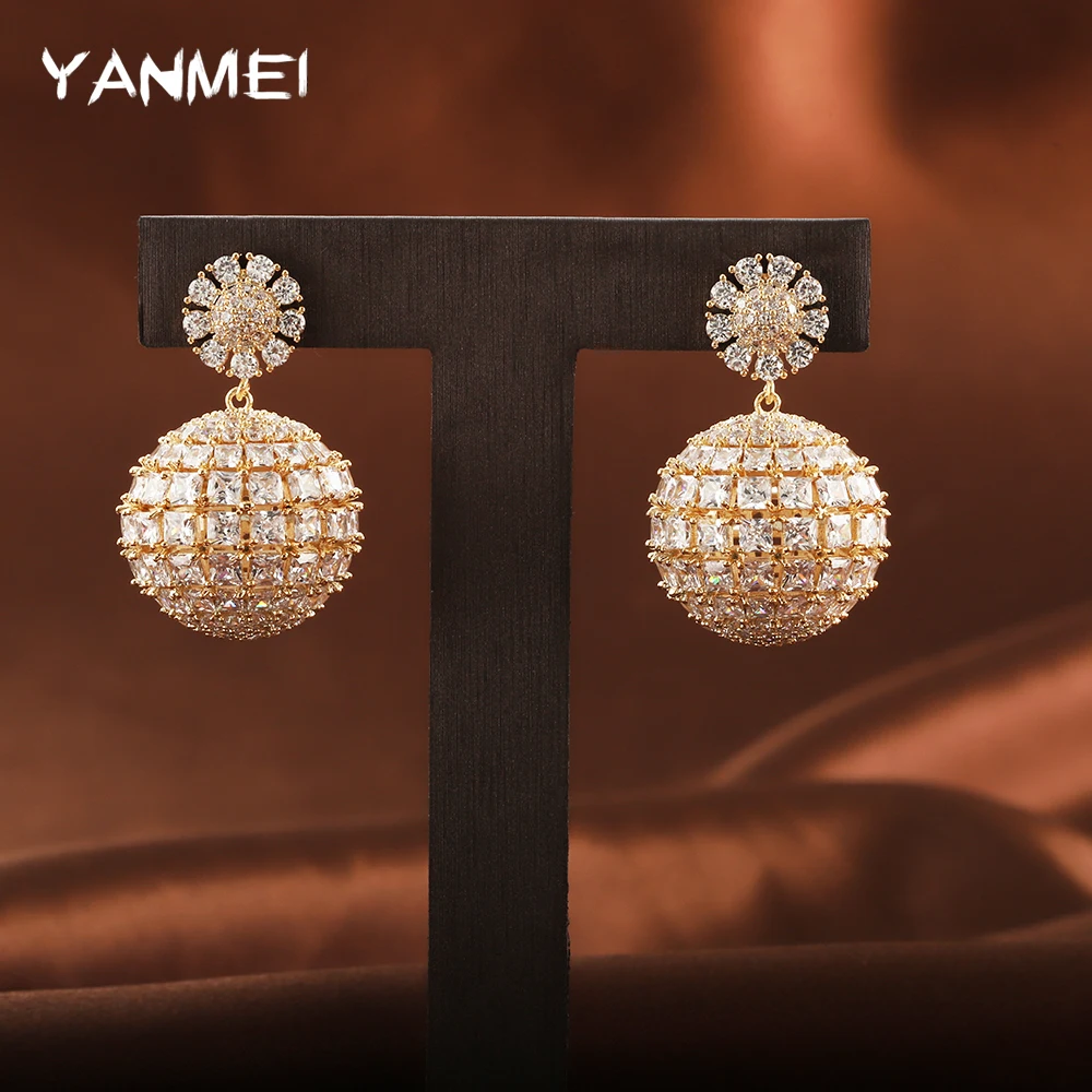 

Круглые инкрустированные Роскошные серьги ручной работы для женщин в тяжелой промышленности Топ сложный дизайн свадебные украшения высок...