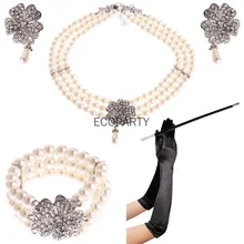 Audrey Hepburn – ensemble de bijoux pour le petit déjeuner chez tiffany années 1950, ensemble d'accessoires, collier de perles, boucles d'oreilles, Bracelet, gant, porte-Cigarette