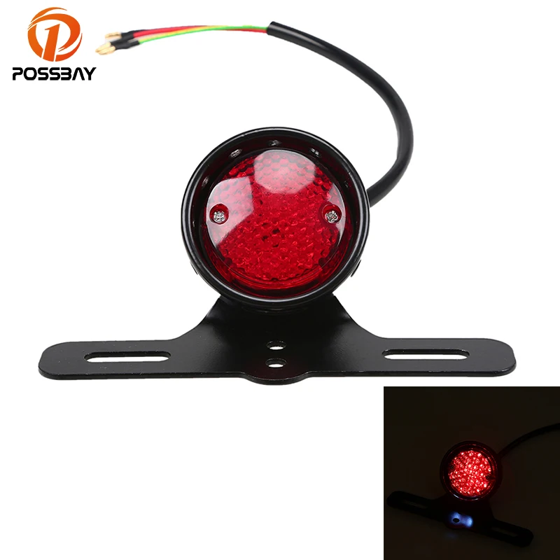 

Задний светодиодный стоп-сигнал POSSBAY для мотоцикла с подсветкой номерного знака и кронштейном для Harley Suzuki Yamaha Honda Cafe Racer