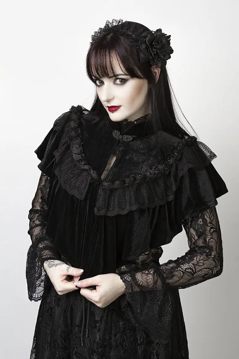Darkinlove женская готическая накидка с кружевом и цветами винтажная рукавами