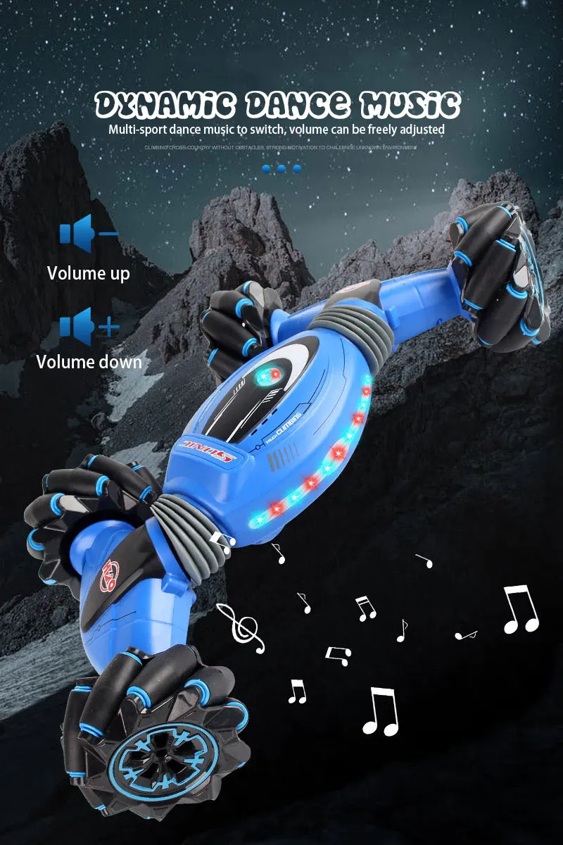 Remote Control Stunt Car Gesture Induction Twisting Off-Road Vehicle Light Music Drift Dancing Side Driving RC Toy Gift for Kids