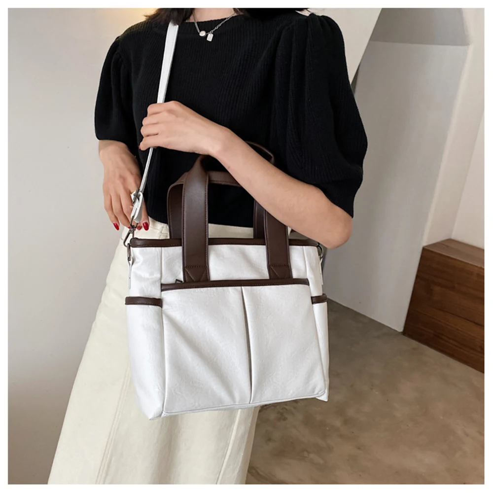 

S.IKRR Double Pocket Bag Canvas Large Shoulder Bags for Women 2021 Branded Shoulder Handbags Female Hand Bag Vintage Trend Bags