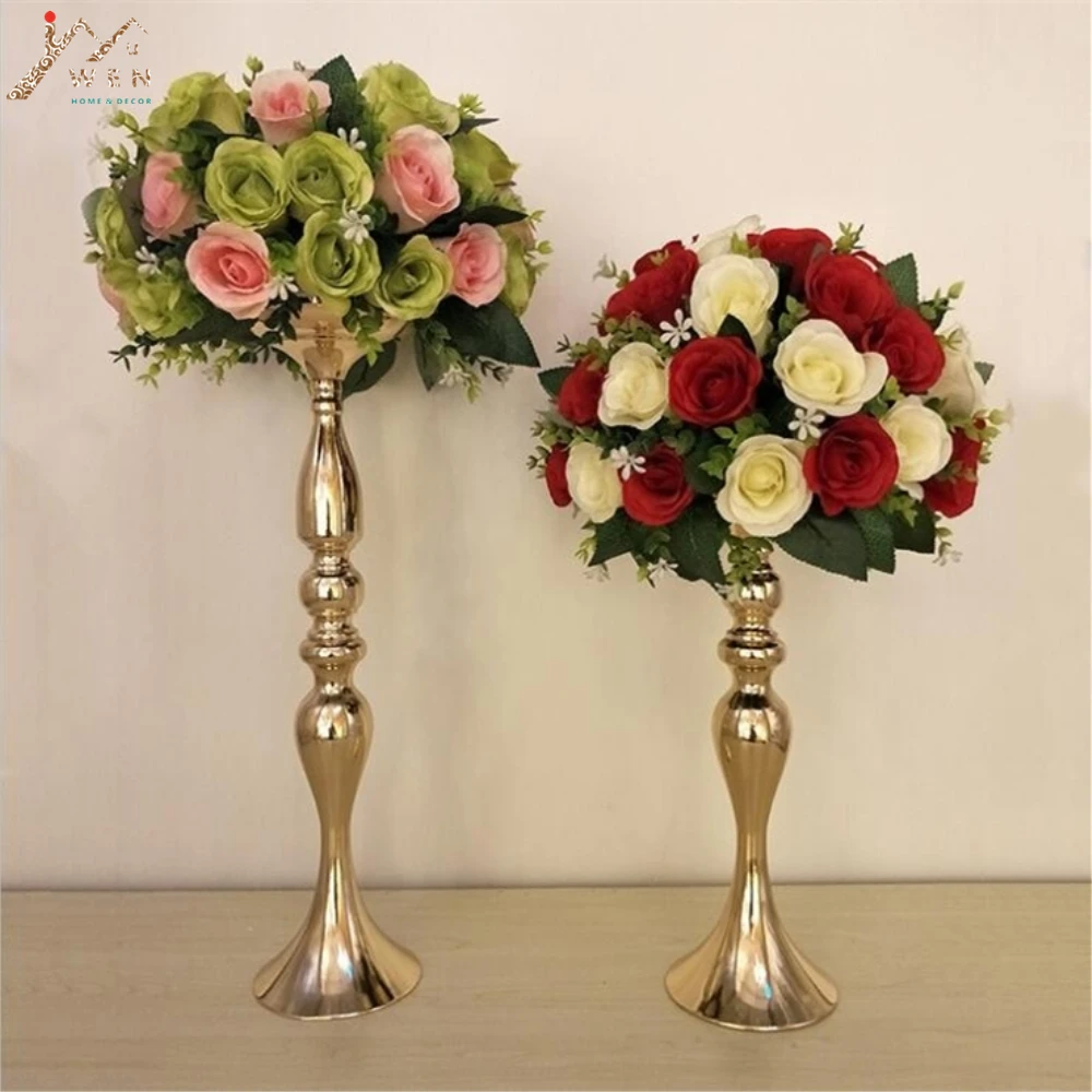 

New IMUWEN Gold Candle Holders 50cm/20" Metal Candlestick Flower Vase Table Centerpiece Event Flower Rack Road Lead Wedding