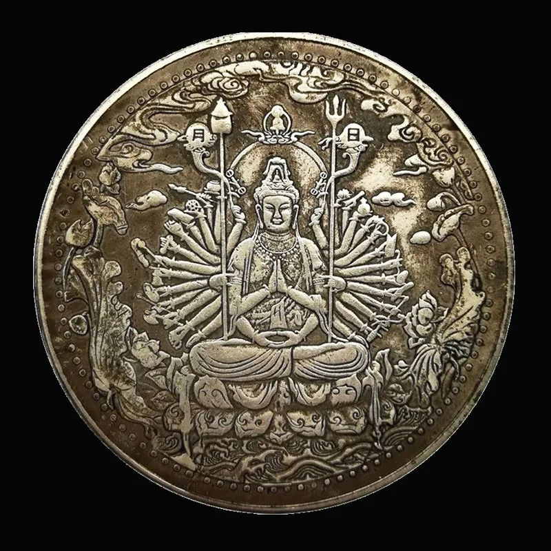 

Prajnaparamita Hrdaya Sutra буддизм тысяча рук узор Кван-Инь коллекционный подарок Античная имитация памятная монета