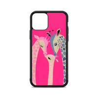pink giraffe family phone case for iphone 12mini 11pro xs max x xr 6 6s 7 8 plus se20 high quality glossy silicone cover