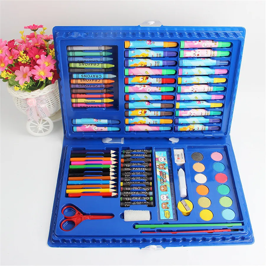 

86Pcs/Set Colored Pencil Artist Kit Painting Paint Tool Set Drawing Toys Kindergarten Supplies Painting Crayon Marker Toy Girls