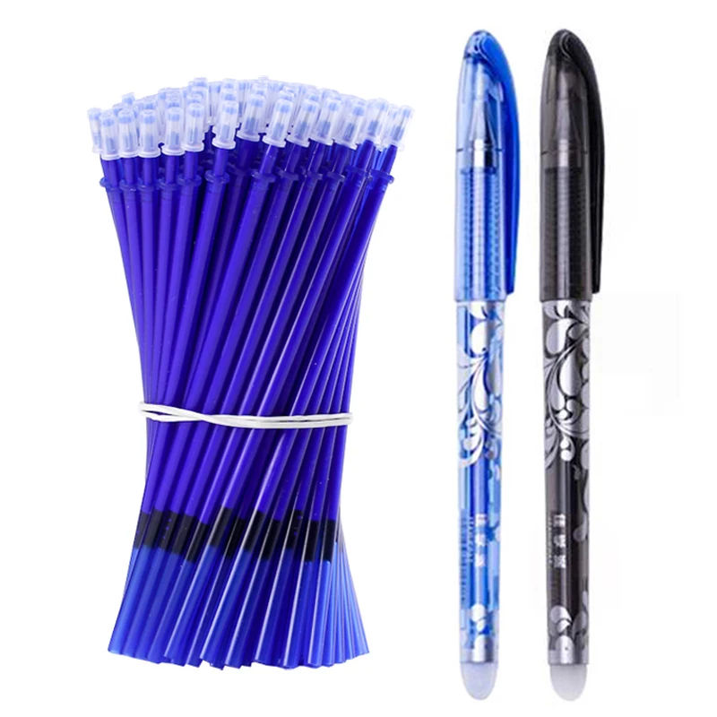 

53Pcs/Lot Erasable Pen Refill Set Washable Handle 0.5mm Blue Black ink Erasable Pen Refill Rod School Office Writing Stationery