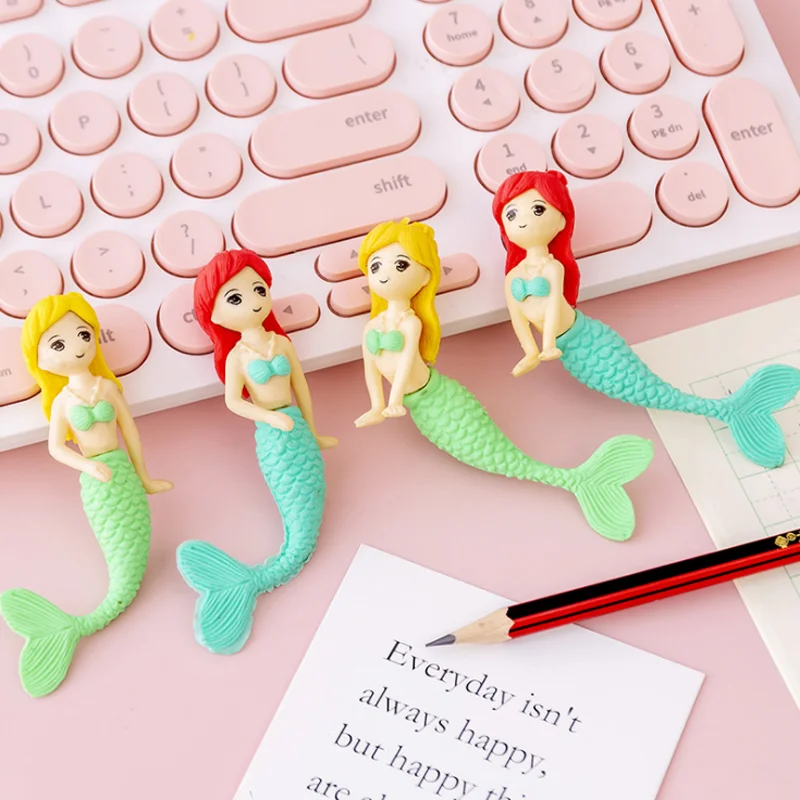 

Cute Mermaid Shape Card Eraser Set Student Creative Stationery Eraser Promotion Office School Supplies